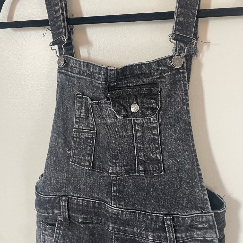 Free People Black Distressed Overalls